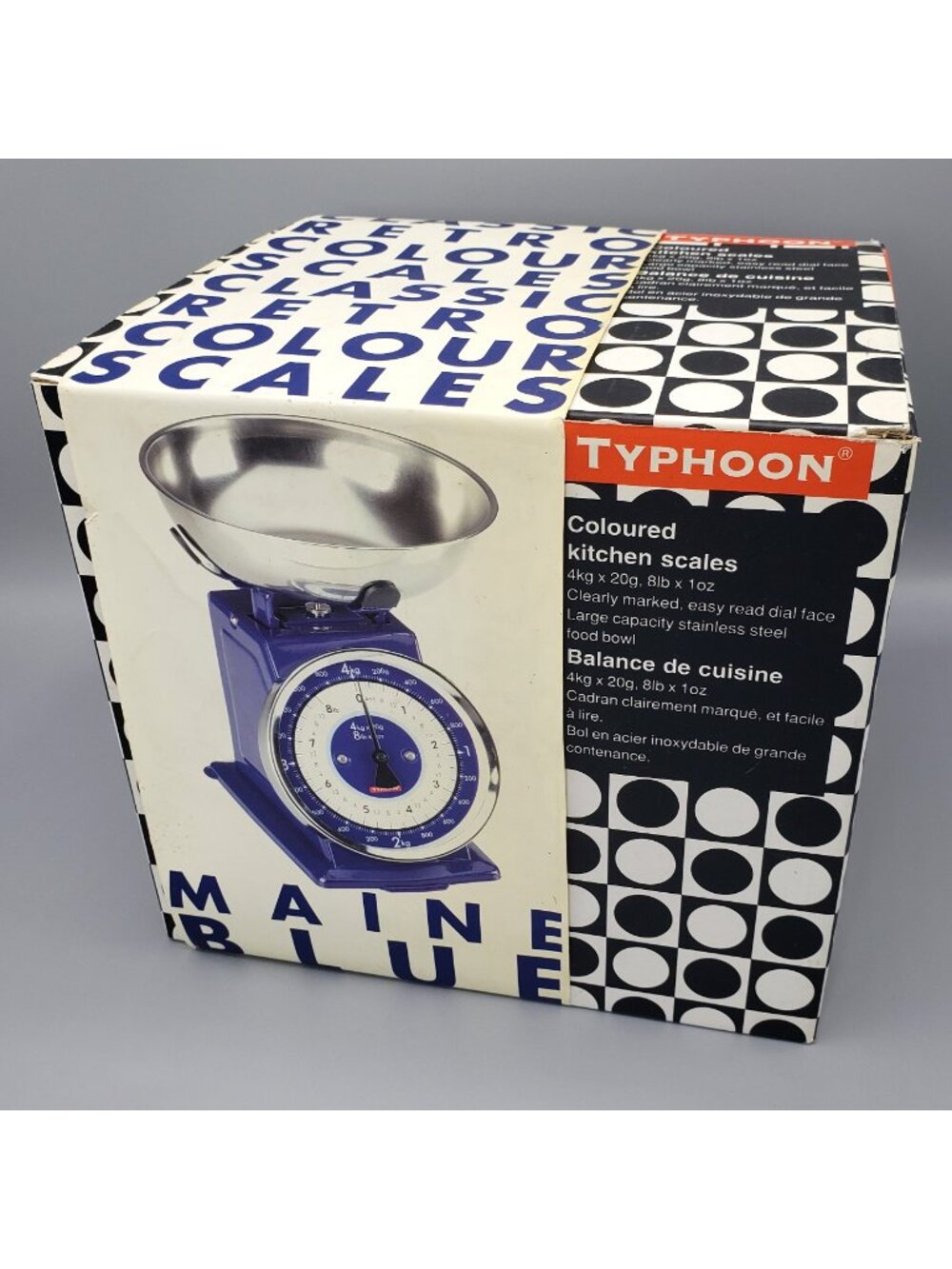 NEW Typhoon Retro Kitchen Scale Maine Blue with Stainless Steel Food Bowl UNUSED